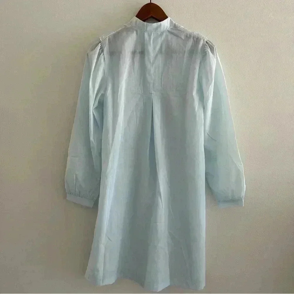 Vintage Christian Dior Blue Cotton Night Gown Dress S/4-6 - Picture 3 of 10